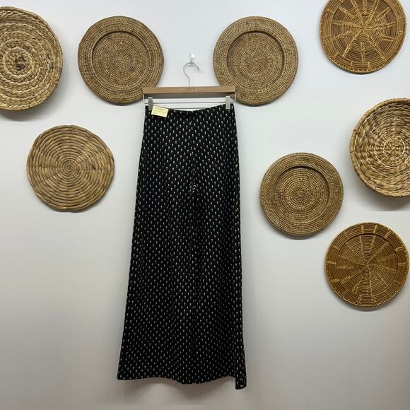 NEW Max Studio Pintuck Wide Leg Trouser Small Black Brown Knit Pull On Business - Picture 3 of 9